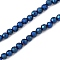 Electroplate Synthetic Magnetic Hematite Beads Strands, Faceted, Round, Blue Plated, 3.5x3mm, Hole: 0.9mm, about 120~122pcs/strand, 15.16~15.35''(38.5~39cm)
