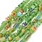 Handmade Millefiori Lampwork Beads Strands, Nuggets, Light Green, 2~7x4~7x3~6mm, Hole: 1mm, 33.86''(86cm)
