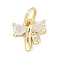 Rack Plating Brass Pendants, with Cubic Zirconia, Bowknot Charms, Long-Lasting Plated, Lead Free & Cadmium Free, with Jump Ring, Real 18K Gold Plated, 8.5x9x2.5mm, Hole: 3mm