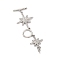 Brass Micro Pave Clear Cubic Zirconia Toggle Clasps, Star, Platinum, 65mm