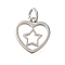 Heart Rack Plating Brass Charms, with Jump Rings, Lead Free & Cadmium Free, Long-Lasting Plated, Platinum, 12.5x12x1.5mm, Hole: 3.5mm