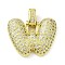 Brass Micro Pave Clear Cubic Zirconia Pendants, Real 18K Gold Plated, Letter W, 24.5mm, Hole: 4.8x3.5mm, Pendant: 19.5x24.5x5mm