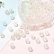 100Pcs Frosted Baking Painted Glass Beads, Round, with Golden Glitter Powder, Beige, 8~8.5mm, Hole: 1.4~1.6mm