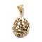 304 Stainless Steel Pendants, with Micro Pave Cubic Zirconia, Tiger, Clear, Antique Golden, 33x21.5x7.5mm, Hole: 9.5x7mm