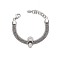 304 Stainless Steel Popcorn Chains Triple Layer Multi-strand Bracelet, with Cubic Zirconia Teardrop Links, Stainless Steel Color, 6-3/4 inch(17.3cm)