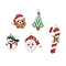 5Pcs 5 Styles Christmas Themed Glass Seed Beaded Pendants, with 304 Stainless Steel Jump Rings, Mixed Color, 22~42x18~25x2~4mm, Hole: 2.5mm, 1pc/style