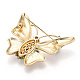 Broches de mariposa de vidrio y perlas naturales para mujer JEWB-N001-06G-3