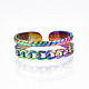 Anillo de puño con forma de cadena de bordillo de acero inoxidable de color arcoíris 304 RJEW-N038-037M-1