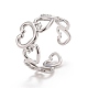304 Stainless Steel Heart Wrap Open Cuff Ring for Women RJEW-A005-31P-2