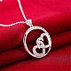 Silver Plated Brass Cubic Zirconia Heart To Heart Pendant Necklaces NJEW-BB16172-5