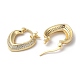 Heart Brass Cubic Zirconia Hoop Earrings EJEW-K247-09G-2