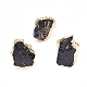 Anillos de dedo ajustables con turmalina negra natural chapada en los bordes RJEW-E166-02-1