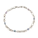 304 collana con catene a maglie ovali e ad anello in acciaio inossidabile con perle naturali perline da donna NJEW-JN03873-5