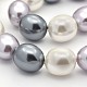 Coquille ovale brins perles de perles BSHE-M008-04-3