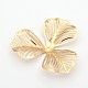3  - 花弁の花のラックメッキ鉄ビー​​ズキャップ  ライトゴールド  46x47x0.3mm  穴：2mm IFIN-D071-2