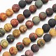 Frosted Round Natural Picture Jasper Beads Strands G-N0166-48-8mm-1