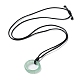 Natürliche grüne Aventurin-Ring-Anhänger-Halskette mit gewachsten Kordeln NJEW-R262-01A-09-2