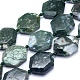 天然石モスアゲートビーズ連売り  ポリゴン  多面カット  31~34x24~28x9.5~11mm  穴：2mm  約10~11個/連  15.5~16.1インチ（39.5~41cm） G-O170-73-1