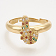 Ciondoli in ottone con zirconi cubici e orecchini a bottone e anelli regolabili set di gioielli SJEW-S043-14-2