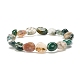 Natural Moss Agate Nuggets Beads Stretch Bracelet BJEW-JB07145-02-1