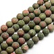 Natural Frosted Unakite Round Bead Strands G-M064-12mm-06-1