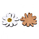 プリントバスウッドペンダント  バックランダムカラー  デイジーの花  ホワイト  34x37x3mm  穴：1.6mm X-WOOD-N006-50-3