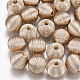 Wood Beads Covered with Polyester Cord Wire WOVE-S117-18mm-05-2