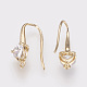 Brass Cubic Zirconia Earring Hooks X-KK-R037-191G-2