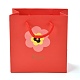長方形の紙袋  綿ロープハンドル付き  花と言葉の花の模様  ギフトバッグやショッピングバッグ用  レッド  14x7.1x14.5cm CARB-J002-03A-04-1