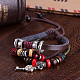 Adjustable Retro Key Zinc Alloy and Leather Multi-strand Bracelets BJEW-BB16032-9