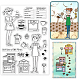 GLOBLELAND Coffee Shop Clear Stamps Coffee Machine Barista Silicone Clear Stamp Seals for Cards Making DIY Scrapbooking Photo Journal Album Decoration DIY-WH0167-57-0089-1