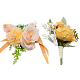 Craspire 2pcs 2 style poignet en soie de fleur rose et ensembles de broche en soie de fleur AJEW-CP0004-59-1
