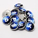 Platinum Plated Brass Glass Flat Round with Blue Constellation/Zodiac Sign Jewelry Snap Buttons SNAP-M034-B-M-1
