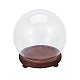 ガラスドームカバー  ボール型ハンドル装飾陳列ケース  クローシュベルジャーテラリウムウッドベース付き  ココナッツブラウン  完成品:150x160mm AJEW-WH0401-76A-7