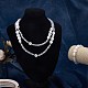 3 pezzo di conchiglia naturale e fiore di perle di plastica e collane di perline di vetro e bracciale elasticizzato SJEW-SW00010-04-3