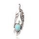 Leaf Alloy Synthetic Turquoise Big Pendants PALLOY-M164-04AS-1