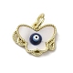 Amuletos de mariposa de latón con concha esmaltada de mal de ojo con anillos de salto KK-E092-27G-04-1