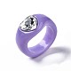 不透明なアクリル指輪  ハート  紫色のメディア  usサイズ7 1/4(17.5mm) RJEW-Q162-001C-6