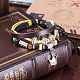 Adjustable Casual Unisex Zinc Alloy Crown and Leather Multi-strand Bracelets BJEW-BB15618-6