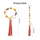 Schlüsselanhänger mit runden Perlen aus Silikon mit Quaste aus Kunstleder KEYC-SW00005-03-3
