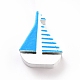 海のテーマスプレー塗装天然木ビーズ  帆船  ディープスカイブルー  24.5x19.5x8mm  穴：2.8mm WOOD-M004-05-2