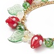 Bracelet à breloques en plastique imitation perle fleur & feuille acrylique & fraise au chalumeau BJEW-TA00181-4