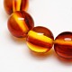 Fornituras de abalorios de la joya budista resina de imitación de color ámbar sangre hebras de perlas reronda RESI-L002-8mm-G010-2