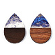 Transparent Resin & Walnut Wood Pendants RESI-ZX017-48-3