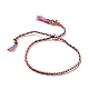 Плетеный браслет-слайдер из полиэстера с латунными бусинами BJEW-A099-01-2