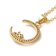 Collier pendentif croissant de lune en laiton doré avec strass NJEW-Z015-01D-G-4