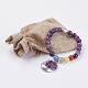 Bijoux bracelet en perles de pierres naturelles & synthétiques avec breloque de chakra BJEW-JB03608-4
