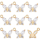 BENECREAT 10Pcs Cubic Zirconia Double Butterfly Charms 14K Gold Plated Brass Micro Pave CZ Rhinestone Pendants Hanging Dangle End Charms with Loop for Jewelry Making ZIRC-BC0001-06-1