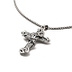 Cross with Dragon Alloy Pendant Necklace with 201 Stainless Steel Box Chains NJEW-D053-03AS-2