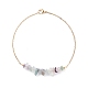 2pcs bracelets de cheville en perles de fluorite naturelle de 2 couleurs avec 304 chaînes de câbles en acier inoxydable AJEW-AN00481-02-4